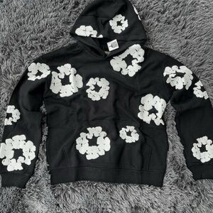Black and White Floral Hoodie